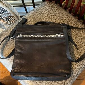 margot Black Leather Women’s Crossbody Bag with Silver Zip